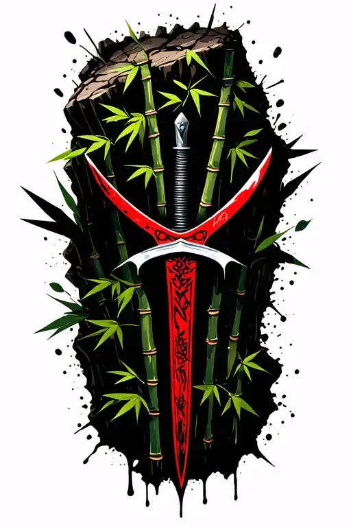 Bamboo In A Forest And One Sword Stuck In A Rock