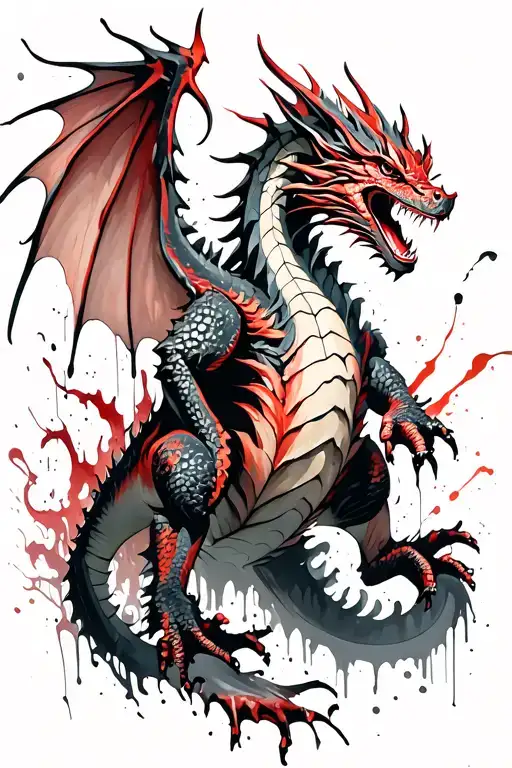 Dragon Roaring With Wings Spread