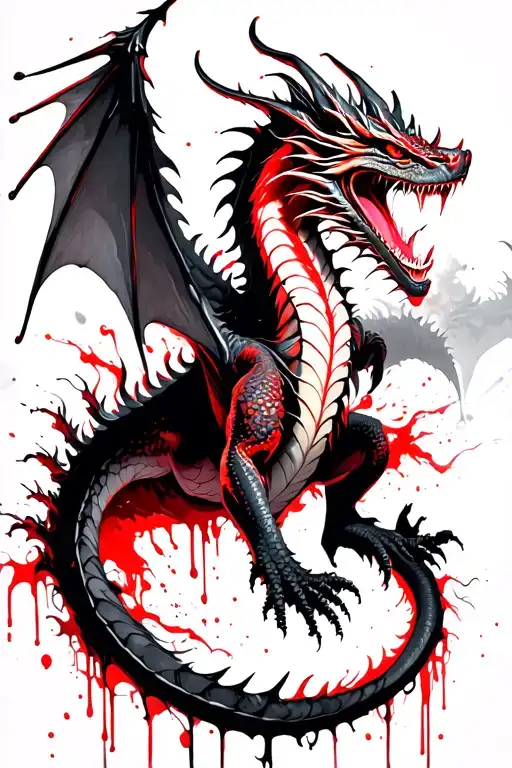 Dragon Roaring With Wings Spread