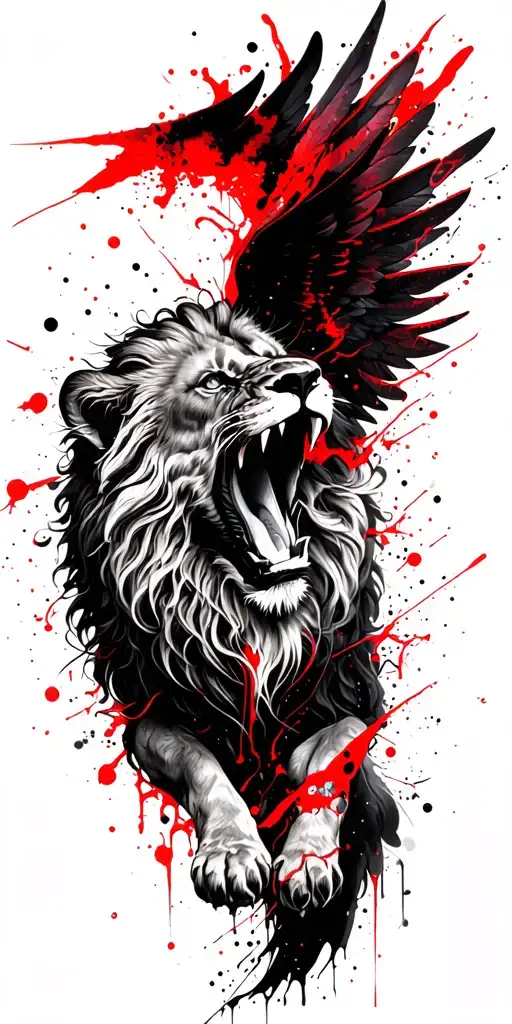 Angel And Lion Roaring Full Sleeve
