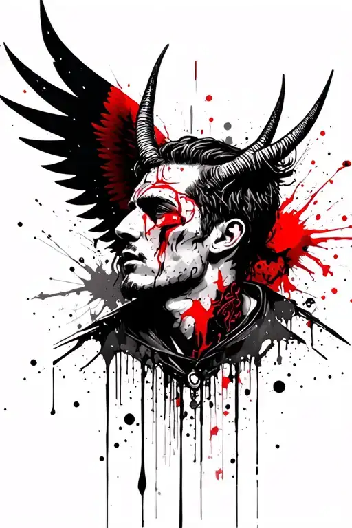 Fallen Male Angel With Horns