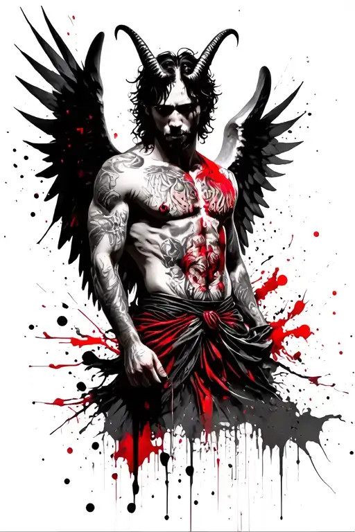 Fallen Male Angel With Horns