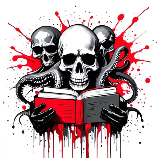 Books Skulls And Octopus Holding