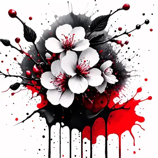 Ink Splatter Cherry Blossom