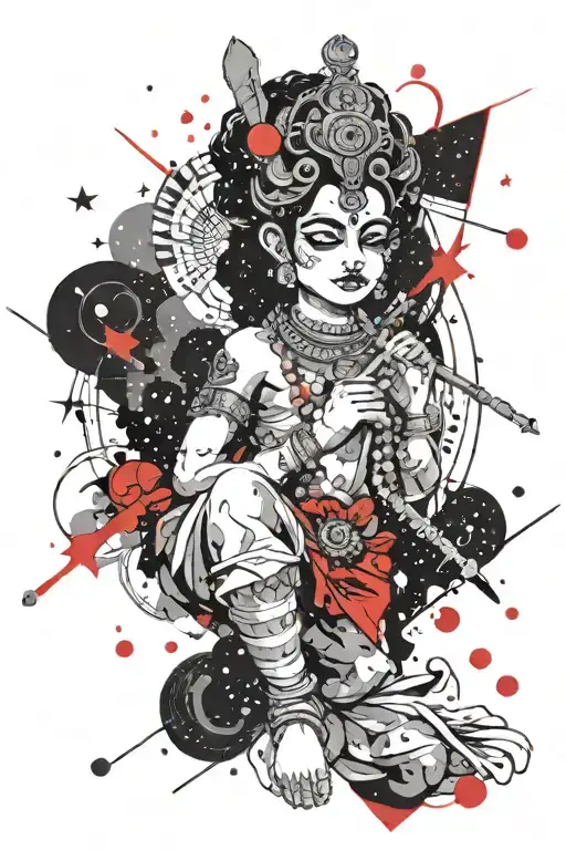 Krishna In Space Against A Starry Background