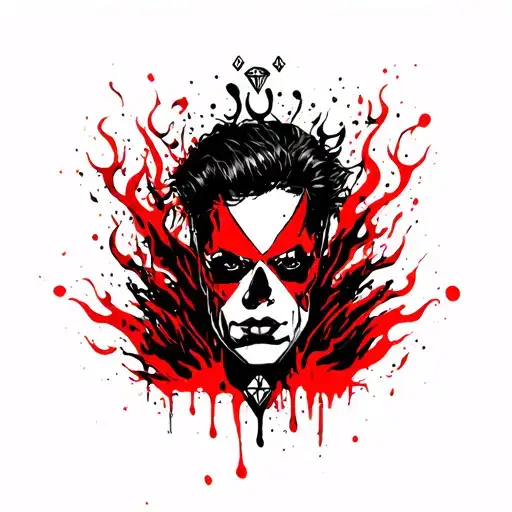 J D With Flames And Diamond In Middle