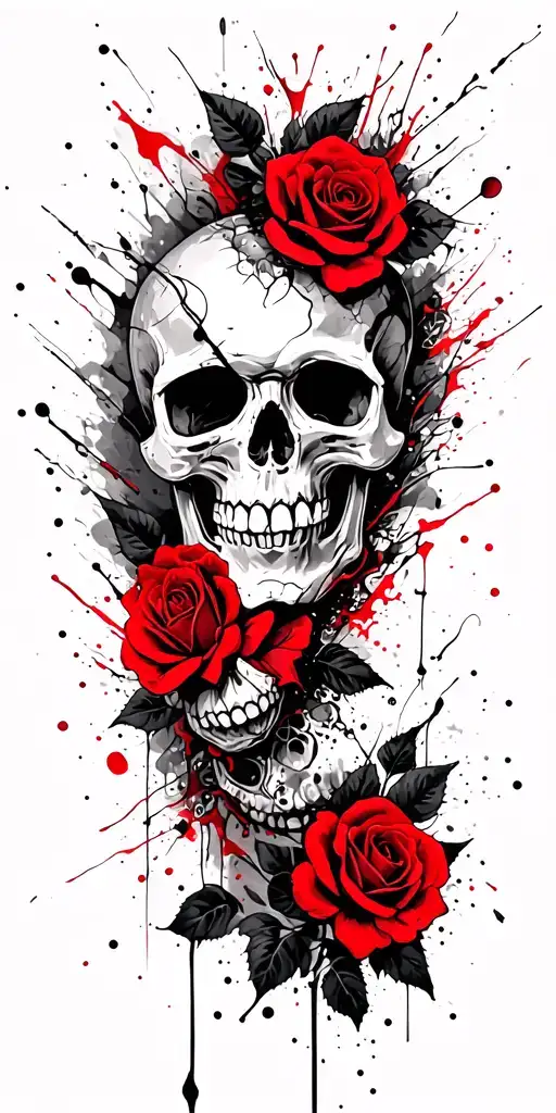 Skulls And Roses Intertwined