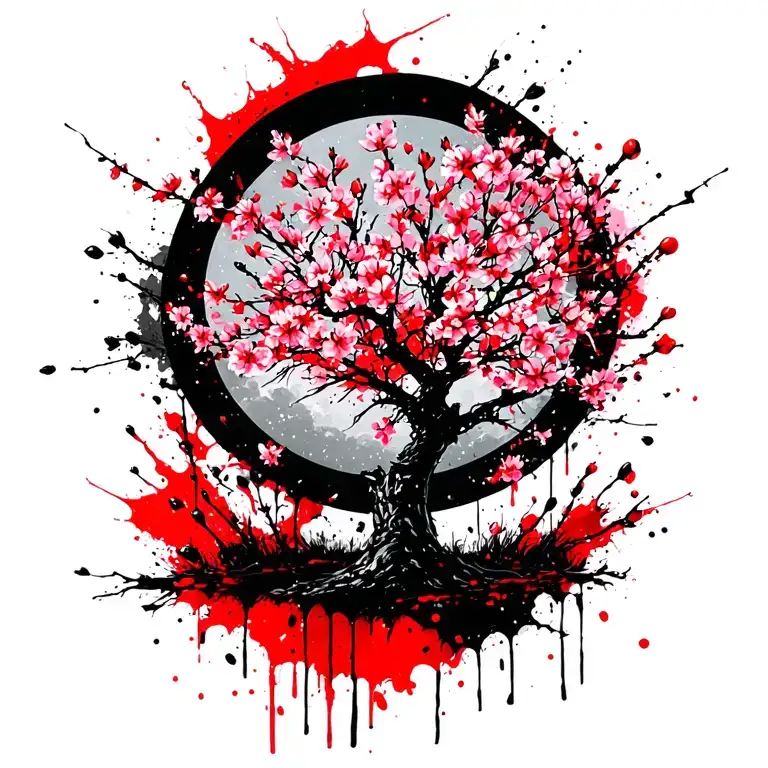 Cherry Blossom Tree Branches Stretching Towards