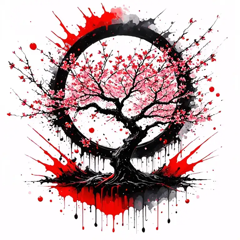 Cherry Blossom Tree Branches Stretching Towards