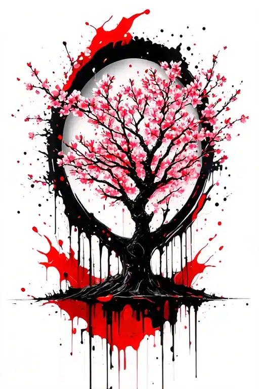 Cherry Blossom Tree Branches Stretching Towards