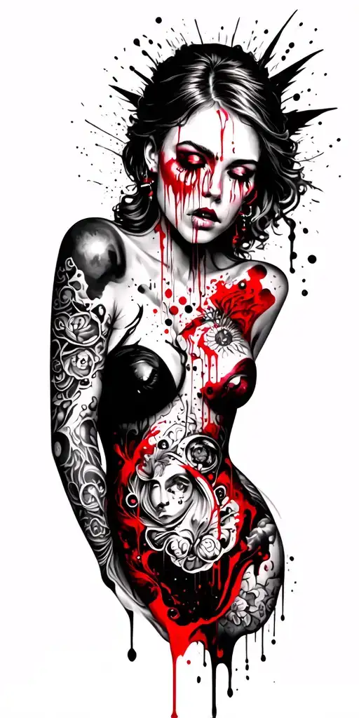 Tattooed & Pierced Sexy Angel Crying Eye