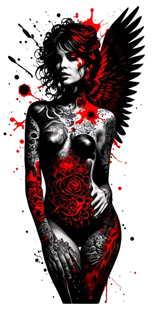 Tattooed Sexy Angel Full Body