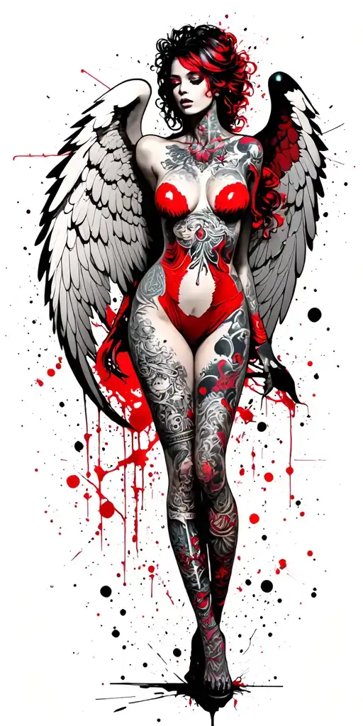 Tattooed Sexy Angel Full Body