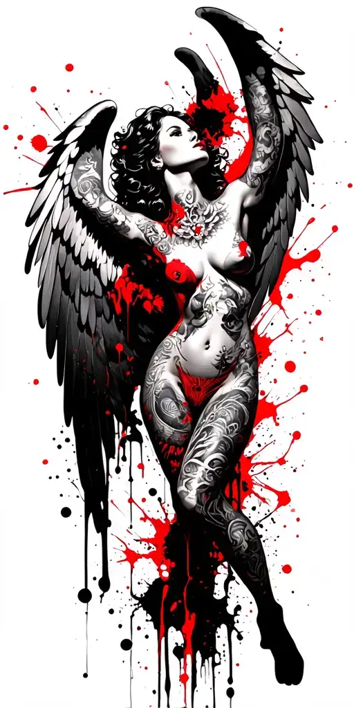 Tattooed Sexy Angel Full Body