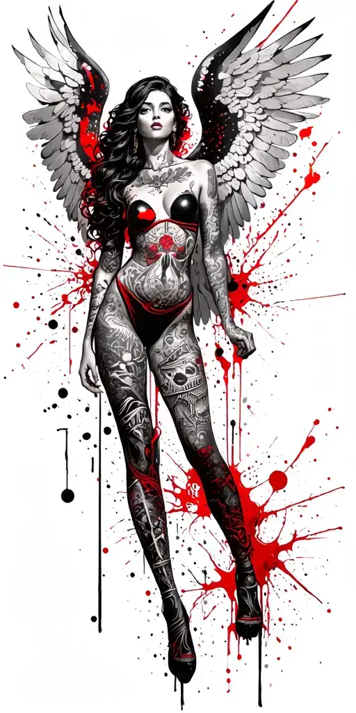 Tattooed Sexy Angel Full Body