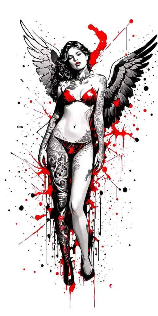 Tattooed Sexy Angel Full Body
