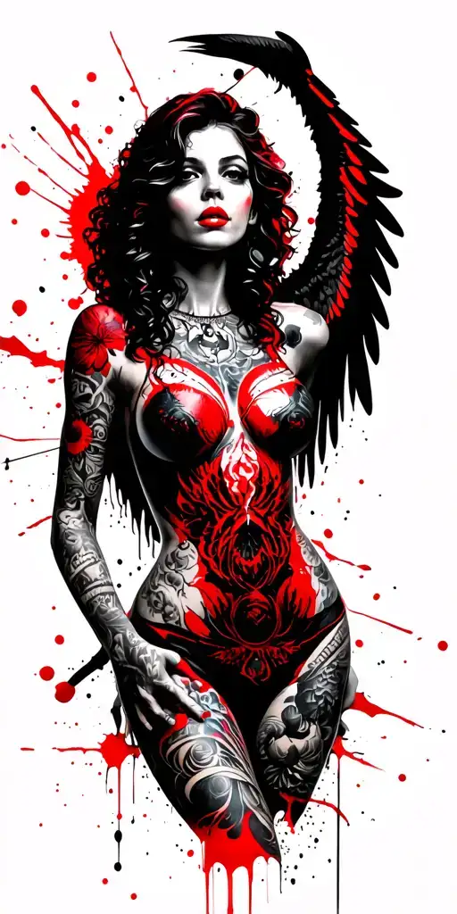 Tattooed Sexy Angel Full Body