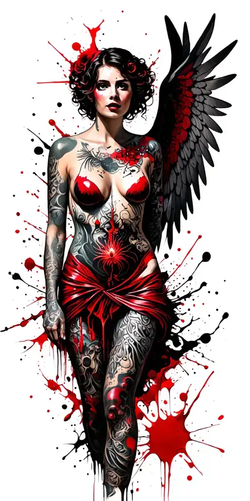 Tattooed Sexy Angel Full Body