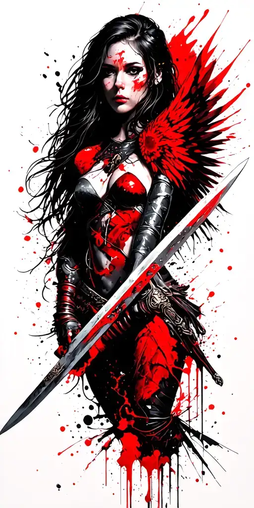 Fantasy Style Female Battle Angel Holding A Sword