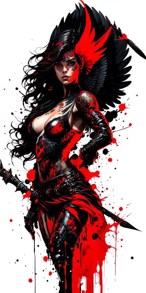 Fantasy Style Female Battle Angel Using A Spear