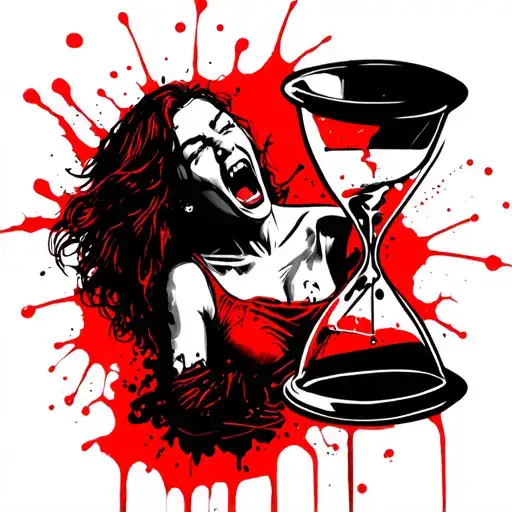 An Hour Glass With A Girl Screaming Trying To Break Free From Her Addiction & Her Past