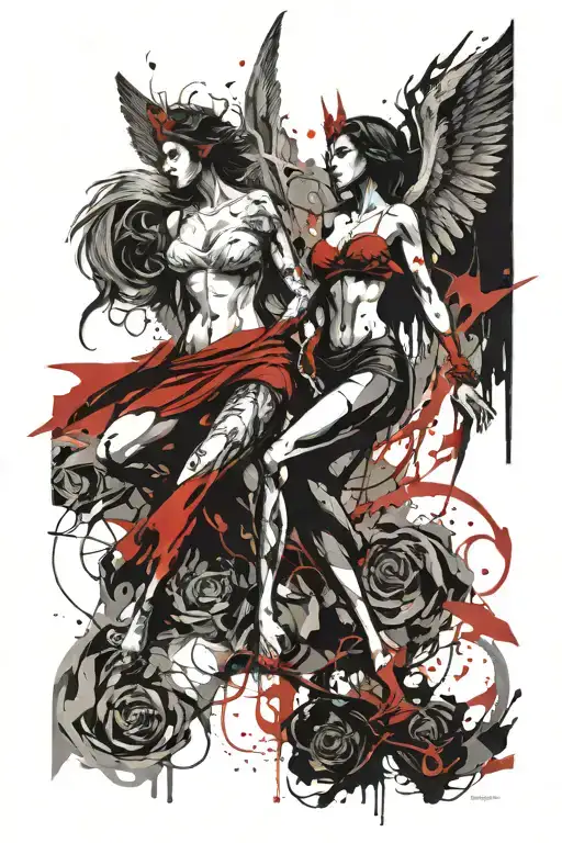 Heaven And Hell Angel And Devil Half Angel