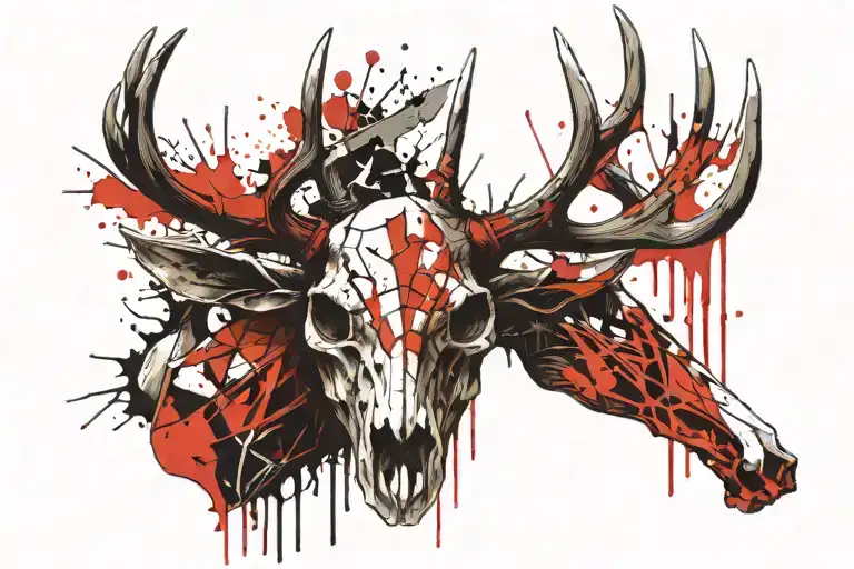 Gore Deer Skull Facing The Camera Up Close