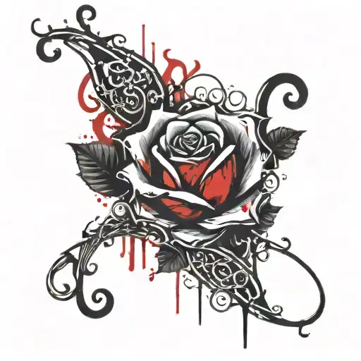 Blood Tendril Red Black Corruption Visceral Tattoo Idea Red Rose