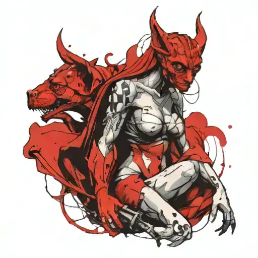 Female Gargoyle Warrior With Her Baby