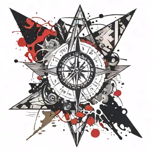 Flint Arrowhead With Compass