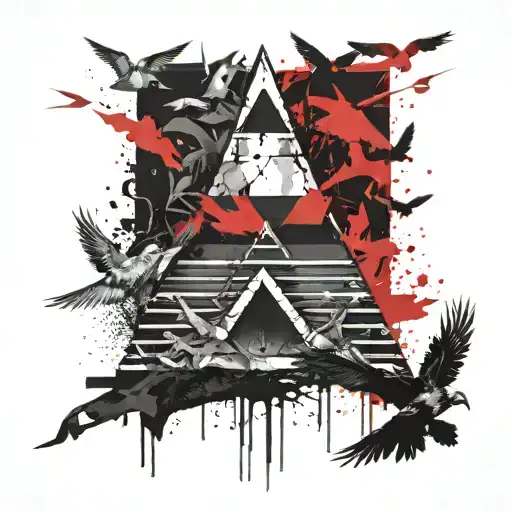 Crown And Pyramid Surrounded By Birds