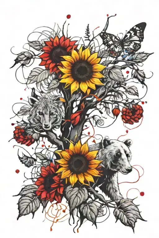 Sunflowers Emerging Mama Bear Tree Of Life