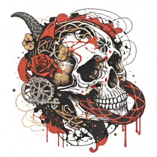 Skull With Snake Intertwined