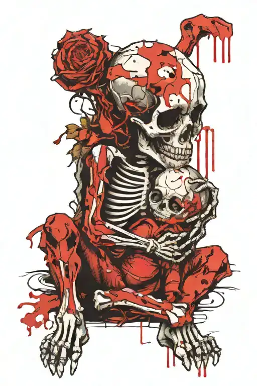 Skeleton Hugging Baby