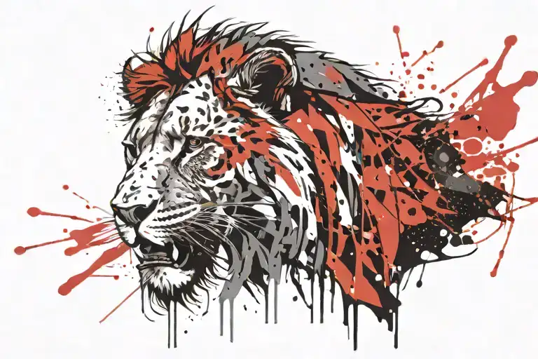 Mountains And Roaring Lion Head