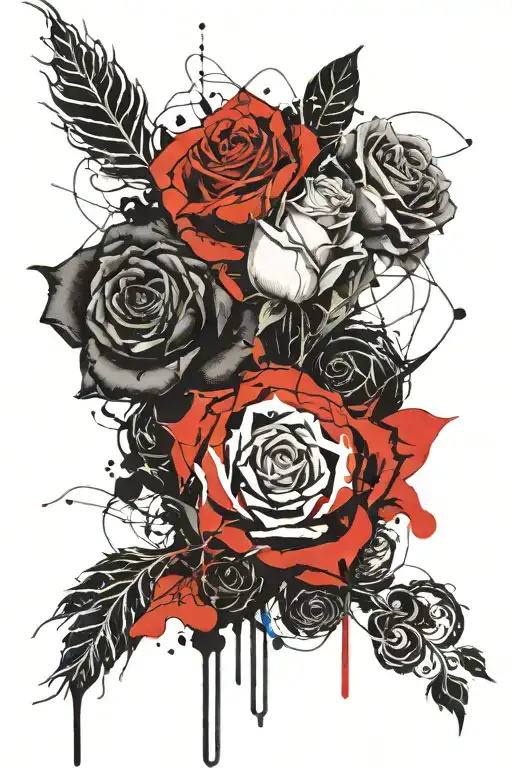 Black Roses & Red Roses Intertwined