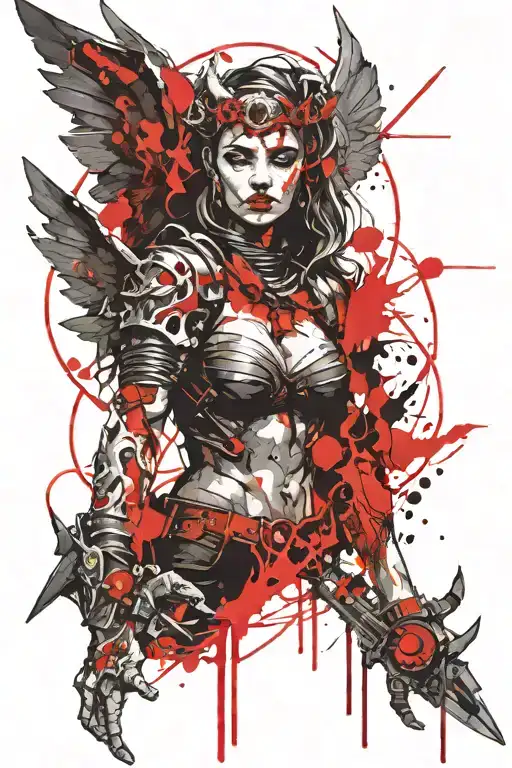 Female Gargoyle Warrior With Her Toddler