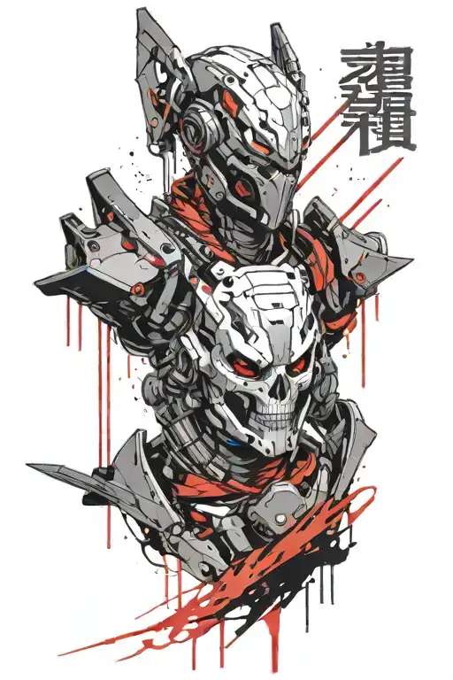 Genji Skull Faced Cyberpunk Ninja Intimidating Look