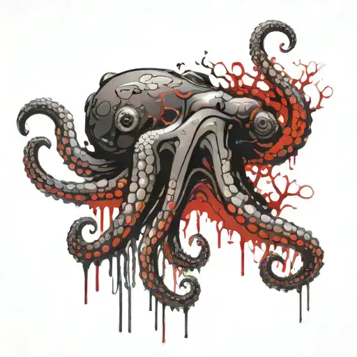 An Octopus Morphing Into A Mystical Creature With Military Insignia