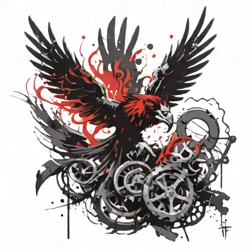 Ave Fenix With Flames And Shading And Broken Chains