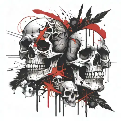 Abstract Punck-rock Skulls Facing Each Other