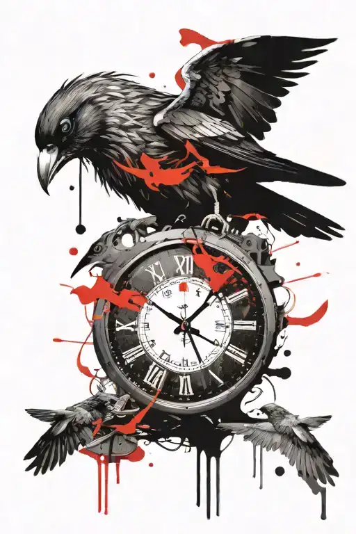 Incorporate A Clock With Melting Numbers Turning Into Birds Breaking Free And Flying