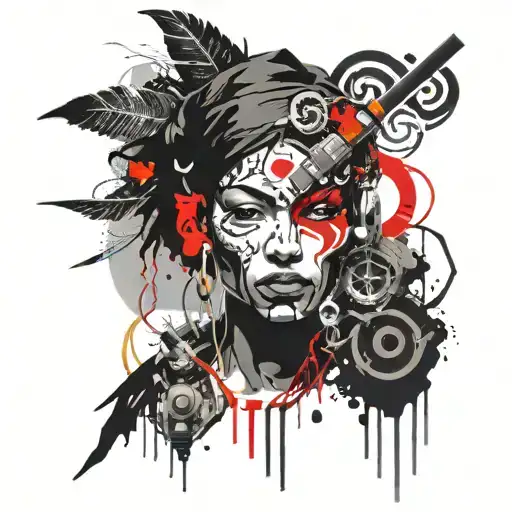 Combine Music Symbols With Panamanian Folklore Characters For A Dynamic Tattoo Concept
