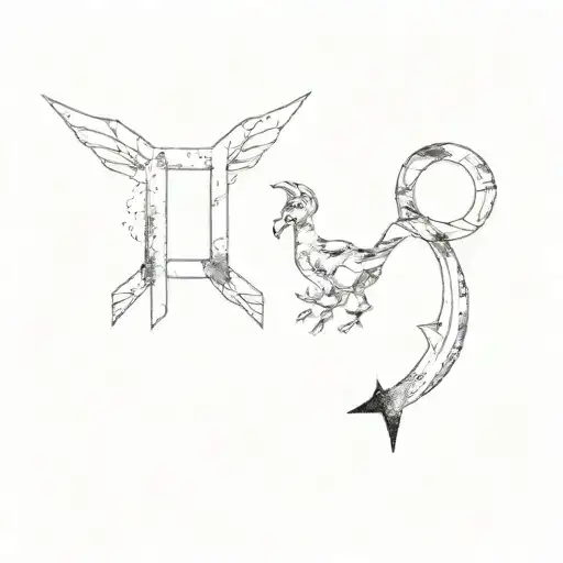 A Mix Zodiac Sign Made Entirely Of Black Grey