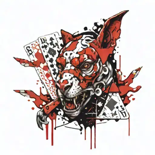 A Butcher Holding A Deck Of Cards With Animal Heads As The Face Cards