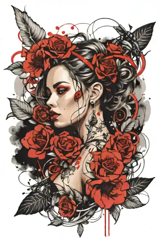 Beautiful Girl With Curve Hear Around Flowers And Livs