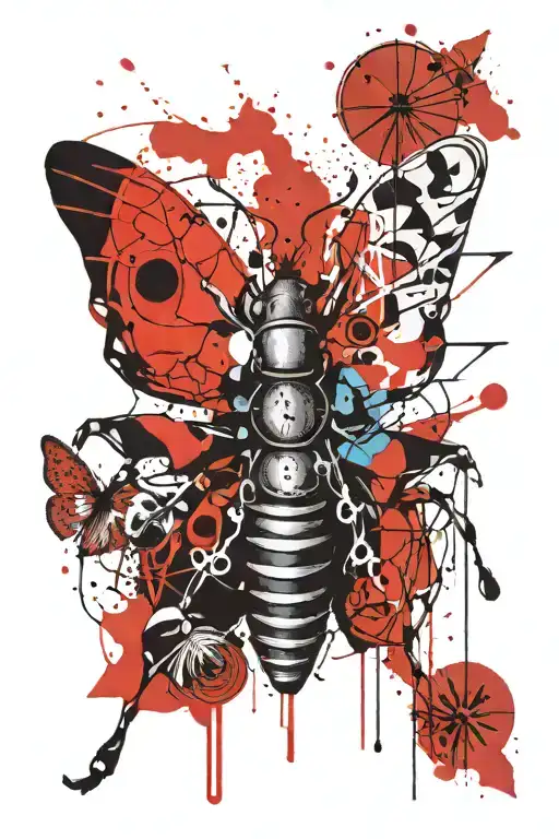 Abstract Musical Notes Mixed With Death Moth