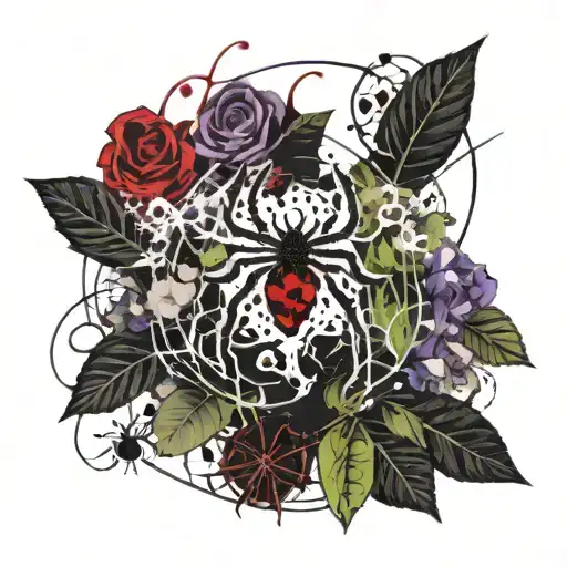 Chaos Symbol With Spider We B In Middle Surrounded By Violets