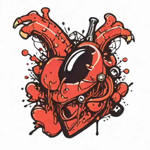 Clawed Hand Clutching A Screaming Cartoon Heart