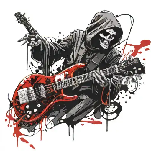 The Grim Reaper Holding A Bass Guitar